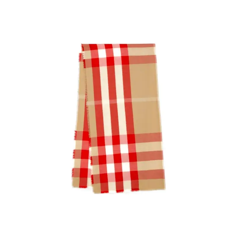 

Шарф женский Burberry вязаный, бежевый / красный