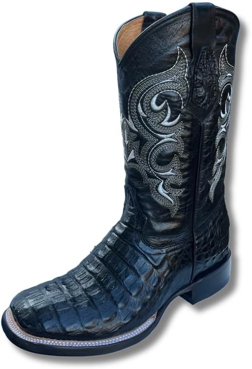 

Мужские ковбойские сапоги GadwallAR с экзотическим узором, кожаные, серии Alex с рисунком под змею, каймана и страуса, с квадратным носком, слипон, черный