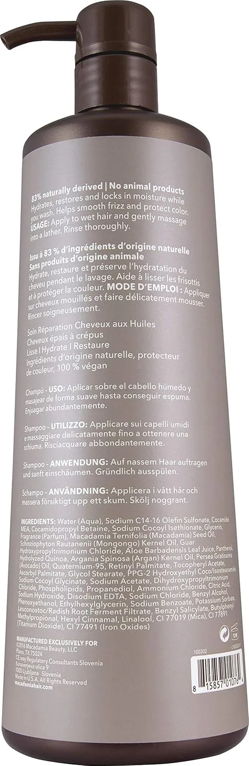 Шампунь Macadamia Professional Ultra Rich Moisture - глубоко увлажняющий шампунь для очень сухих и поврежденных кудрявых волос, без сульфатов и парабенов, 950 мл. 1000 мл (.) — фото 2
