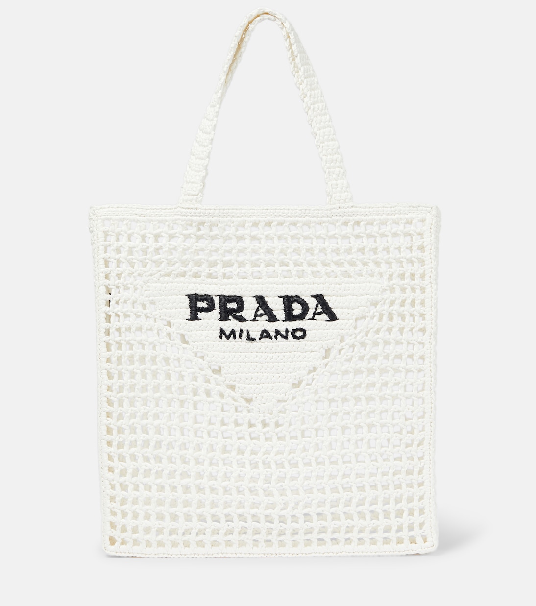 

Сумка-шоппер из рафии с логотипом Prada, белый