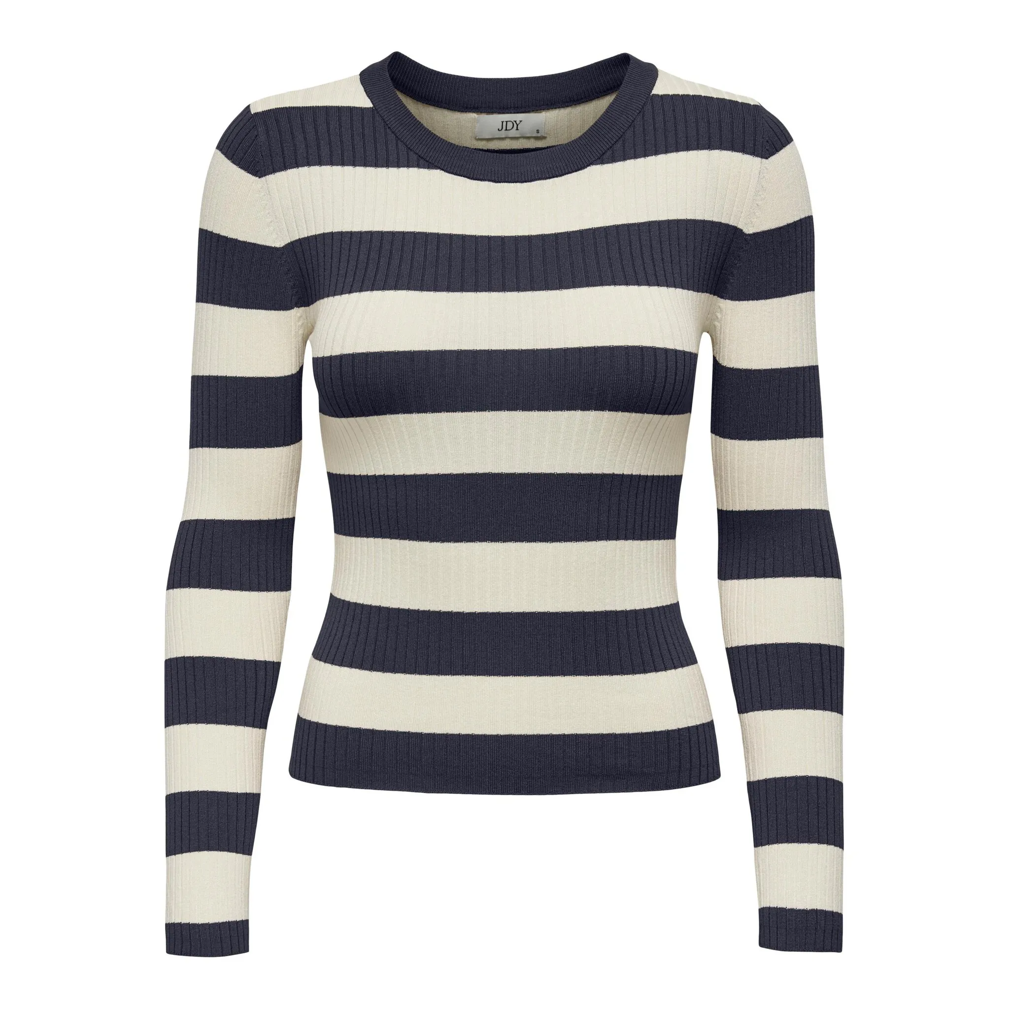 

Свитер JDY с круглым вырезом "JDYPLUM L/S O-NECK PULLOVER KNT NOOS", цвет Sky Captain Stripes:W Eggnog Stripes