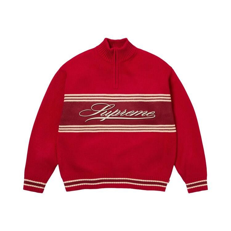 

Свитер Supreme Script Stripe Half Zip Sweater, Red