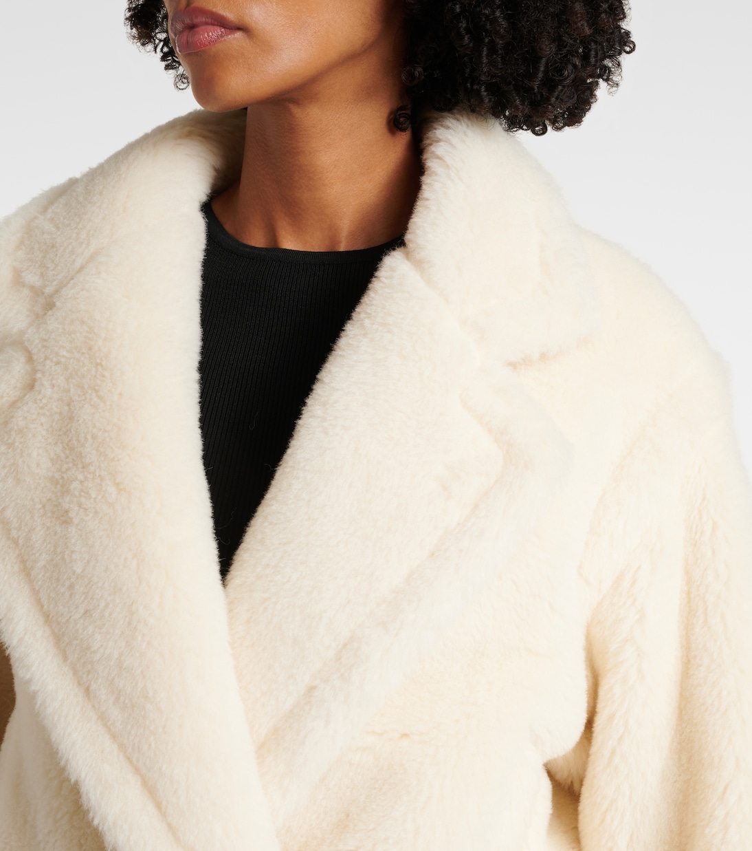 Пальто-тедди из альпаки, шерсти и шелка Oggeri Max Mara, Bianco — фото 4
