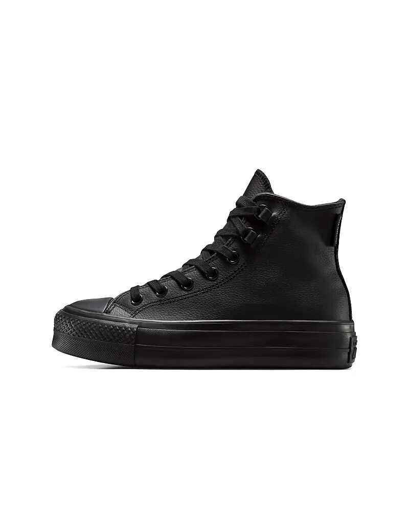 Кожаные кеды Converse Chuck Taylor All Star Lift на платформе в цвете черный/черный/черный — фото 3
