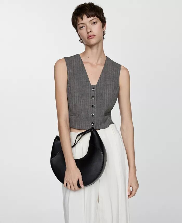 

Женский жилет в тонкую полоску MANGO, серый