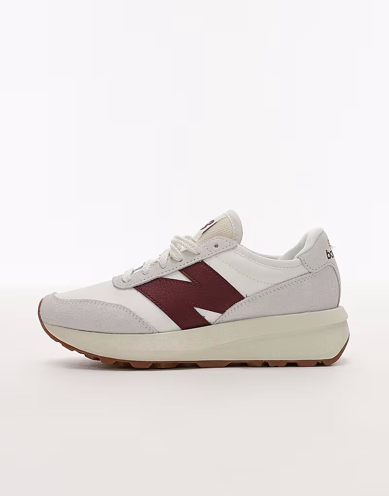 Кроссовки New Balance 370 в кремово-белом и красном цветах — фото 2