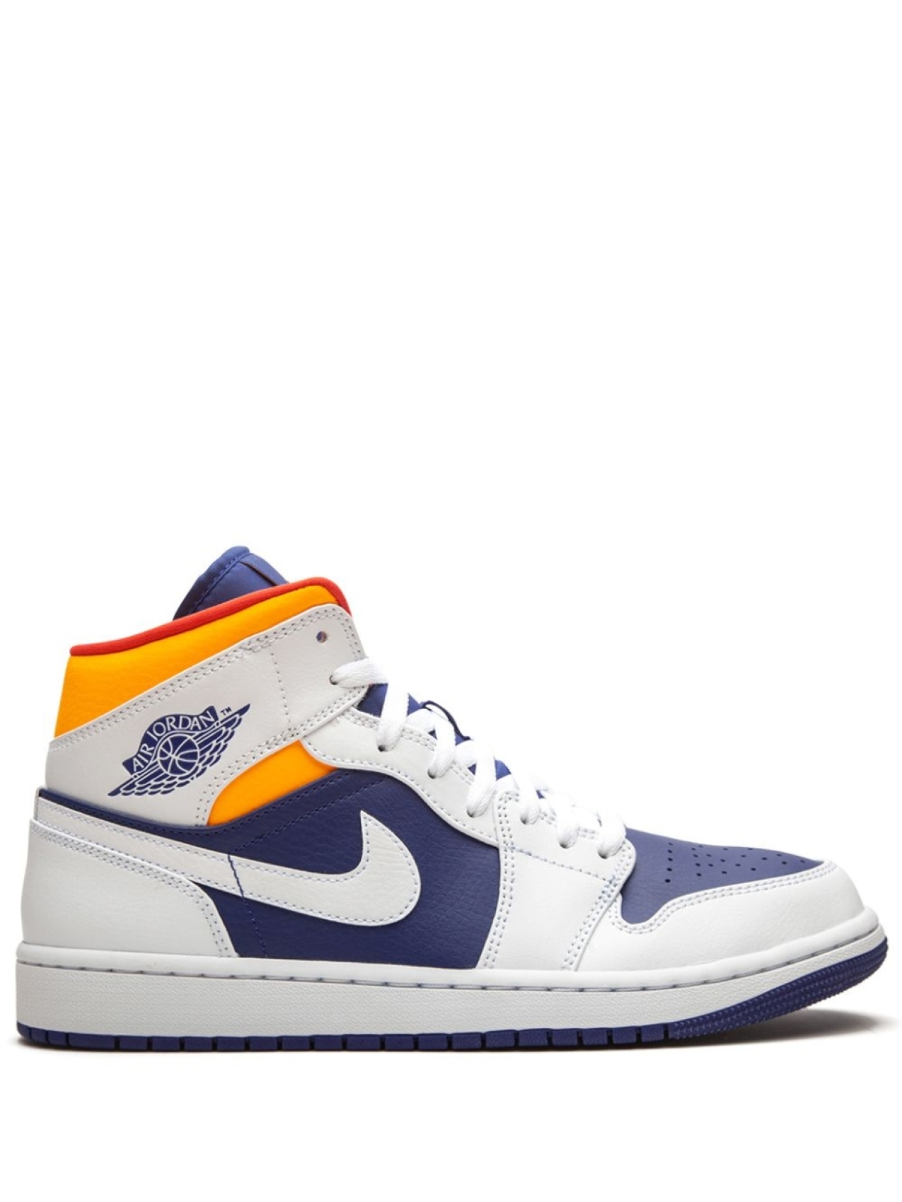 

Кроссовки Jordan Air Jordan 1 Mid, синий/желтый/белый, Синий;серый, Кроссовки Jordan Air Jordan 1 Mid, синий/желтый/белый