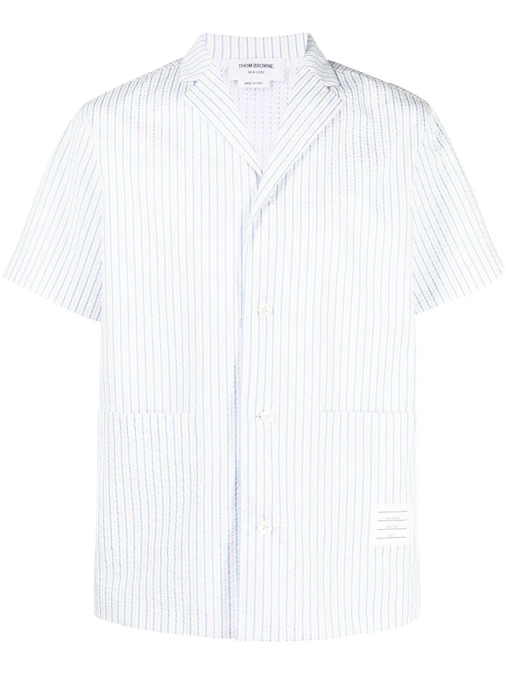 

Полосатая рубашка с короткими рукавами THOM BROWNE, синий