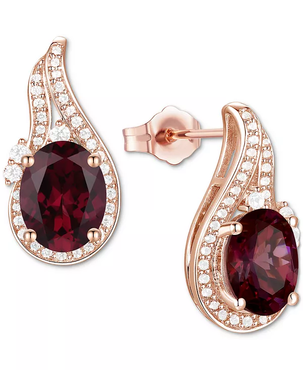 

Серьги-Гвоздики с аметистами (2 1/20 карата, tw) и выращенными в лаборатории белыми сапфирами (3/8 карата, tw) в форме завитка из стерлингового серебра с покрытием из 14-каратного золота (также с другими драгоценными камнями) Macy'S, garnet