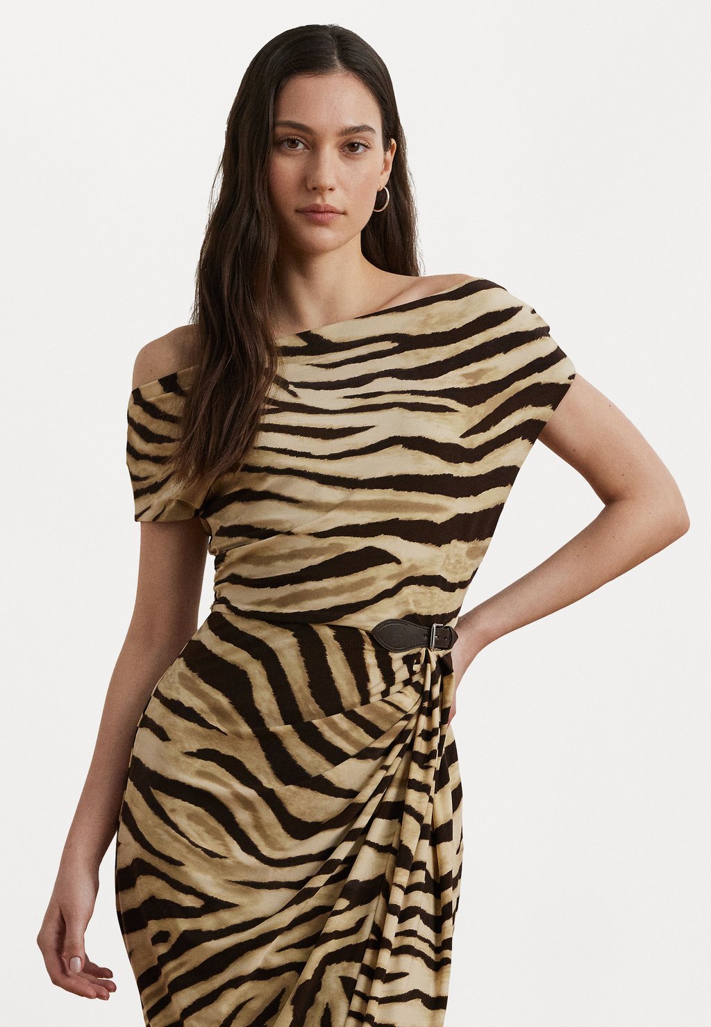 

Платье из джерси Print Buckle Trim Off the Shoulder Dress - Cocktail dress / Party dress Lauren Ralph Lauren, бежевый