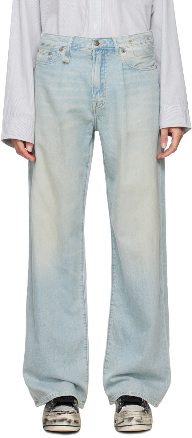 

Синие плиссированные джинсы Damon Wide Leg R13, Lennon blue