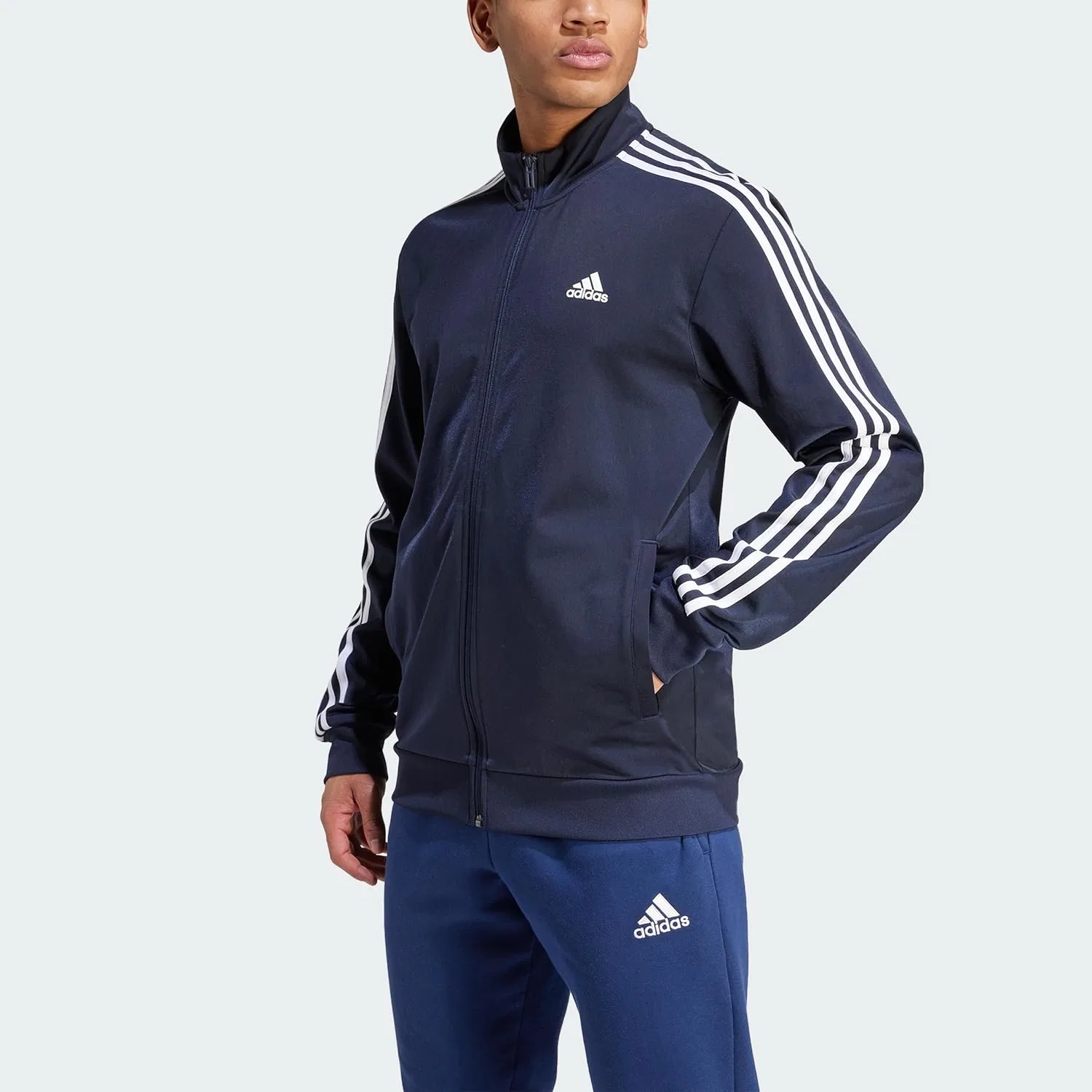 Мужская куртка для разминки с 3 полосками adidas, Legend Ink/White — фото 3