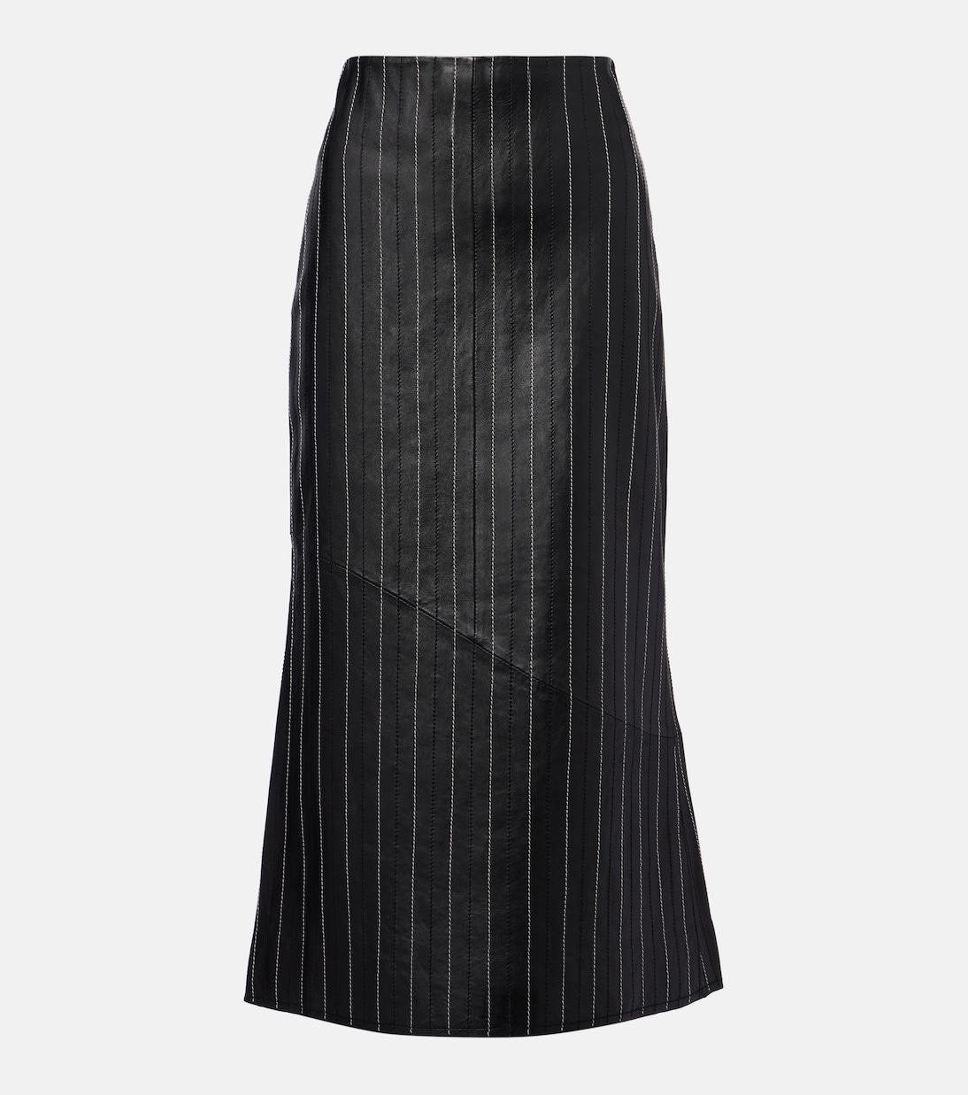 

Вышитая кожаная юбка миди Victoria Beckham, Black / Ivory
