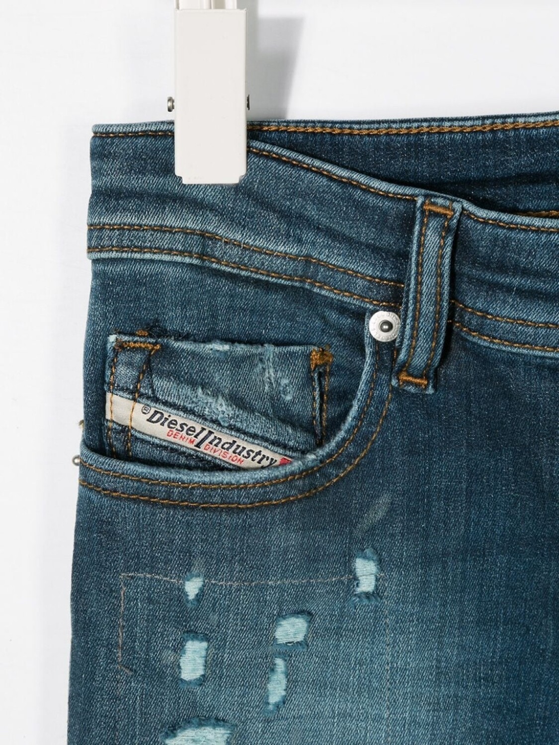 Diesel Kids джинсы с эффектом потертости, синий — фото 2