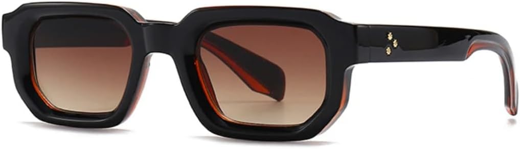 

Солнцезащитные очки для мужчин и женщин - защита UV400 - заклепки, маленькая оправа, градиентные линзы, панк-стиль, для занятий спортом на открытом воздухе и вождения DSVIGF, Black Tea Gradient