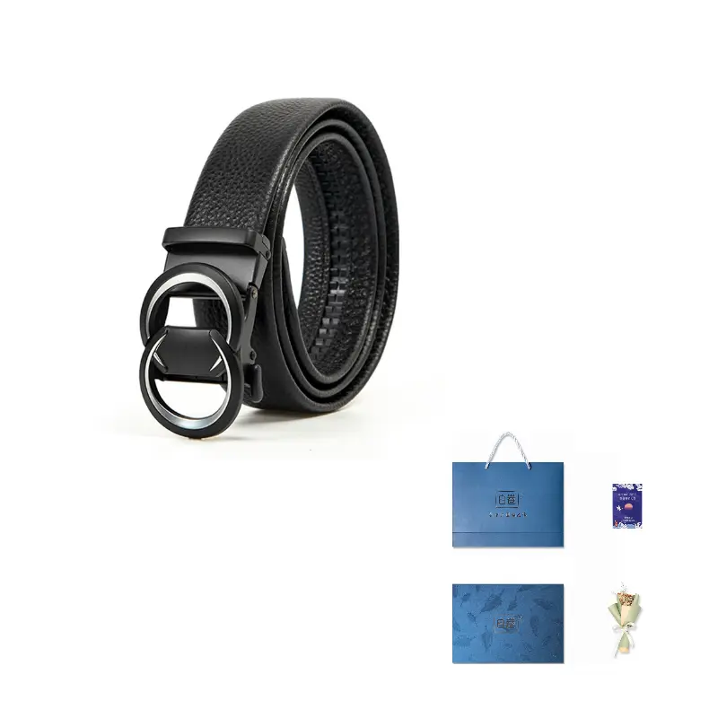 

BAIJUAN Кожаный ремень из коровьей кожи мужской шириной 3,5 см, Silver Buckle Black Strap