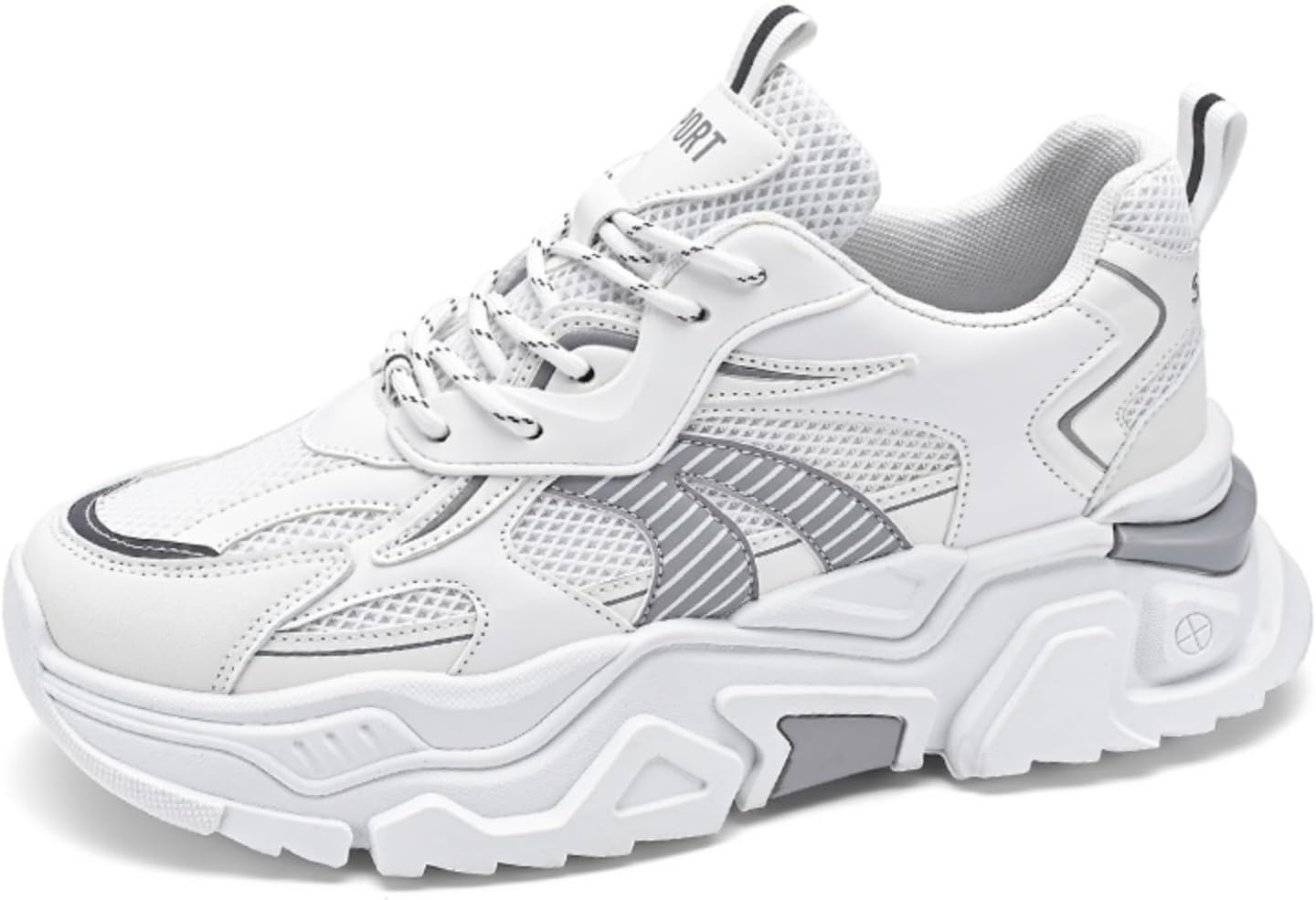 

Мужские дышащие прогулочные кроссовки для спортзала, модные беговые кроссовки, шнуровка, повседневные, комфортные для работы и тенниса Khwfjas, белый