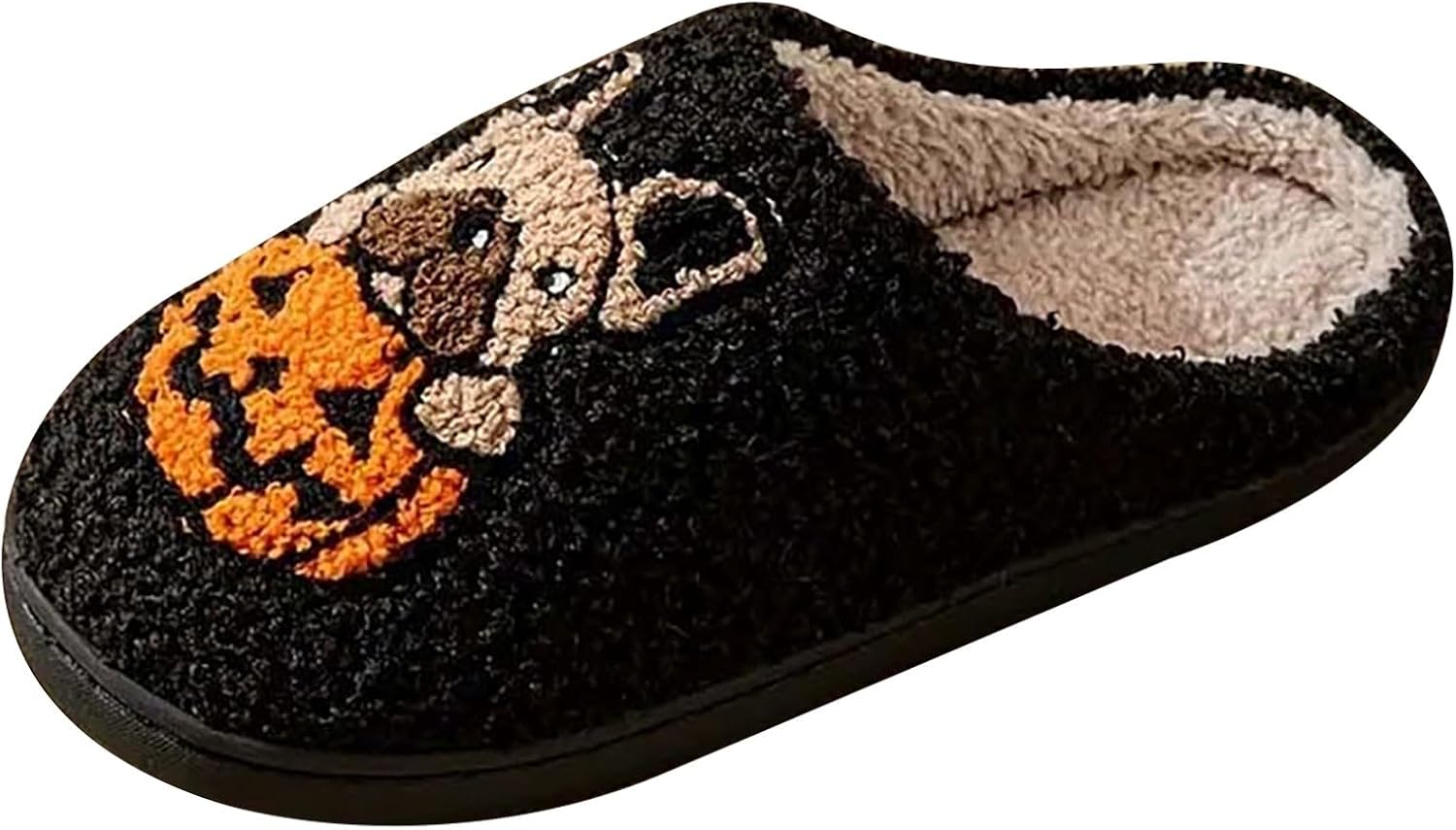 

Тапочки CRNTCEM на Хэллоуин для женщин и мужчин, с тыквой, пушистые домашние, удобные и теплые, ретро стиль, мягкие зимние обувь, белый