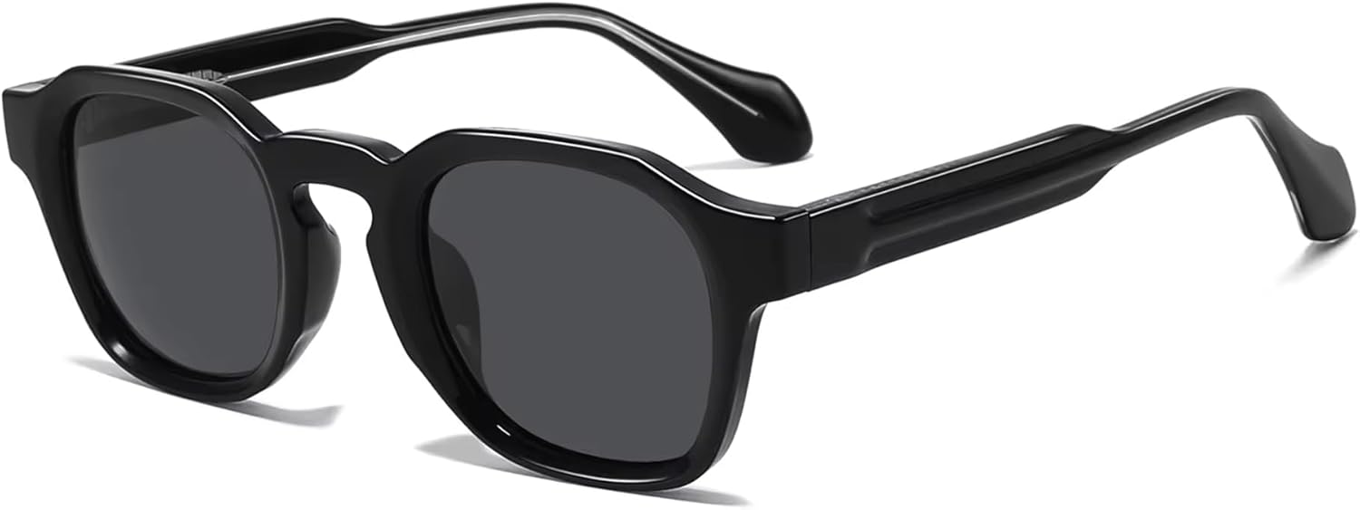 

Ретро-солнцезащитные очки квадратной формы с поляризацией, защита от УФ-излучения UV400, оправа из ацетата ручной работы, модный роскошный стиль для женщин Generic, Black