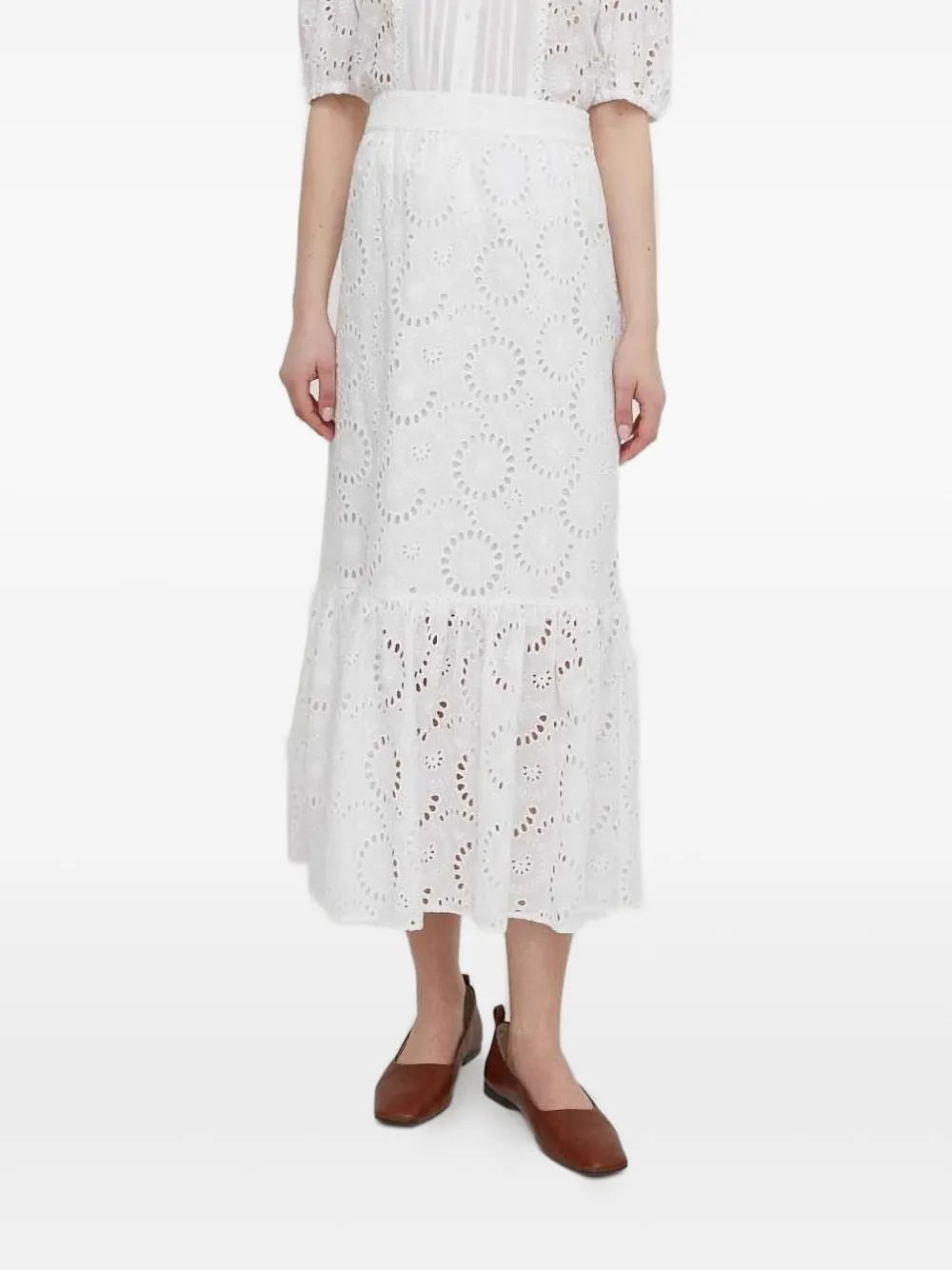 

Ярусная юбка миди с вышивкой Joop!, белый