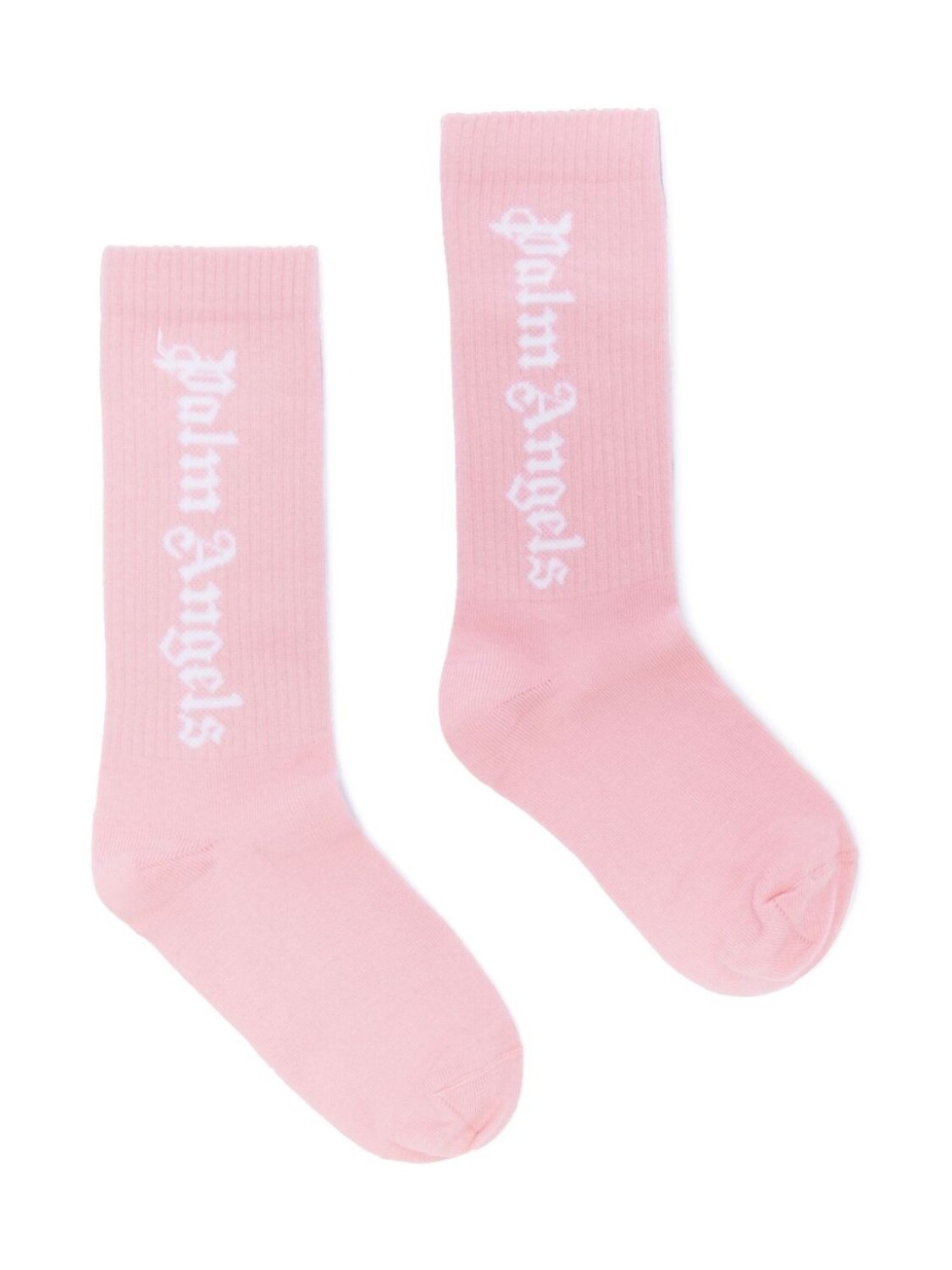 

Palm Angels Kids носки в рубчик с логотипом, розовый