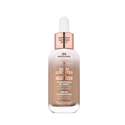 

Deborah Milano Skin Booster Foundation Serum SPF 15, средний бежевый, придающий энергию и сияние, с витамином С, 30 мл