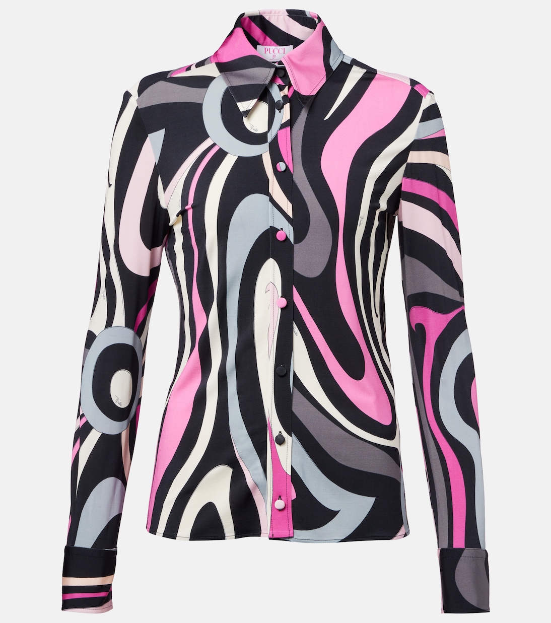 

Мармо джерси атласная рубашка Pucci, Nero/Fuxia