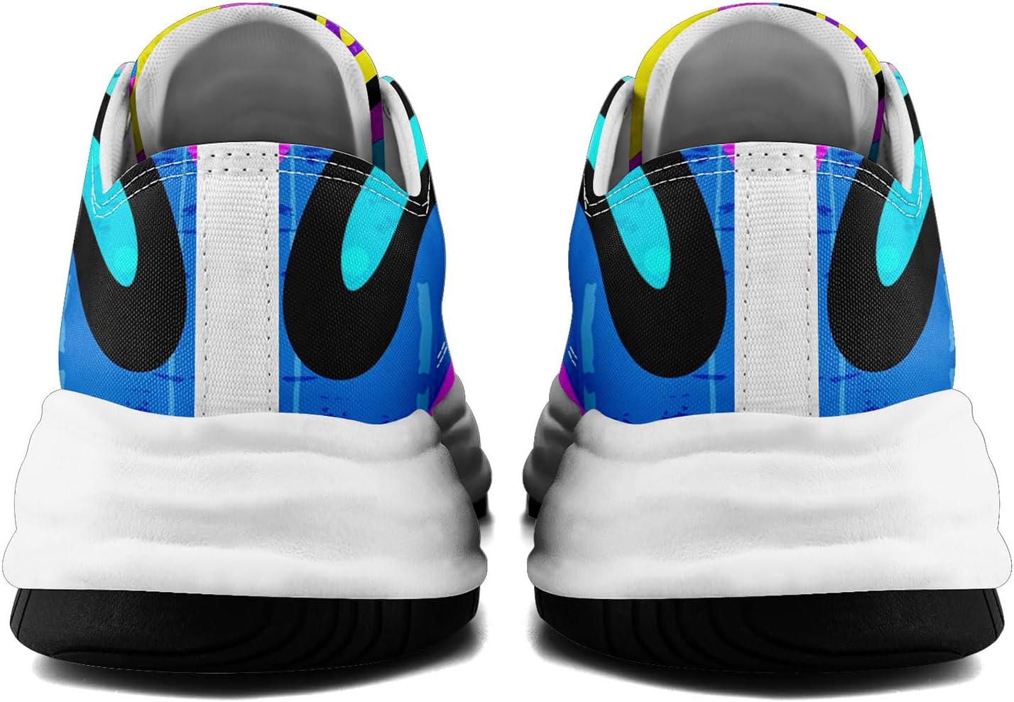 Мужские кроссовки coolcustomize из холщовой ткани с граффити, цветные повседневные низкие кеды на шнуровке для женщин с абстрактным уличным арт-дизайном, желтый — фото 3