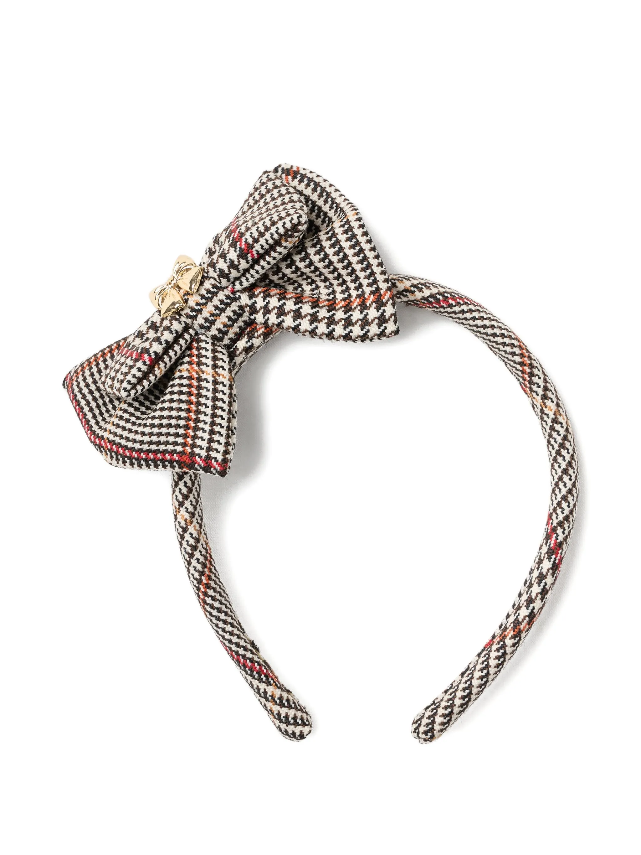 

Клетчатый ободок с бантом Self-Portrait Kids, коричневый