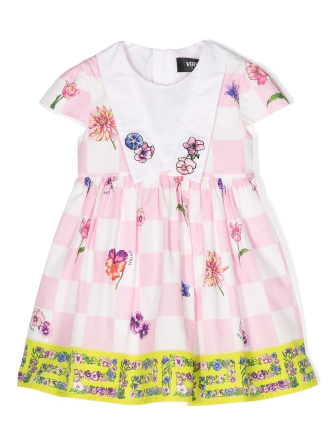 

Versace Kids расклешенное платье в клетку, розовый