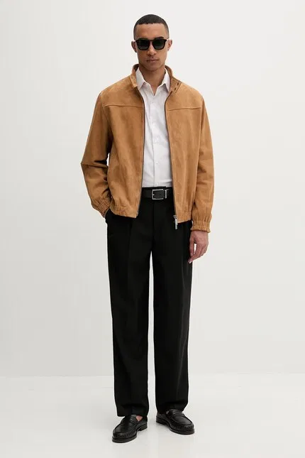 Рубашка хлопковая с эластаном slim fit Calvin Klein, бежевый — фото 2
