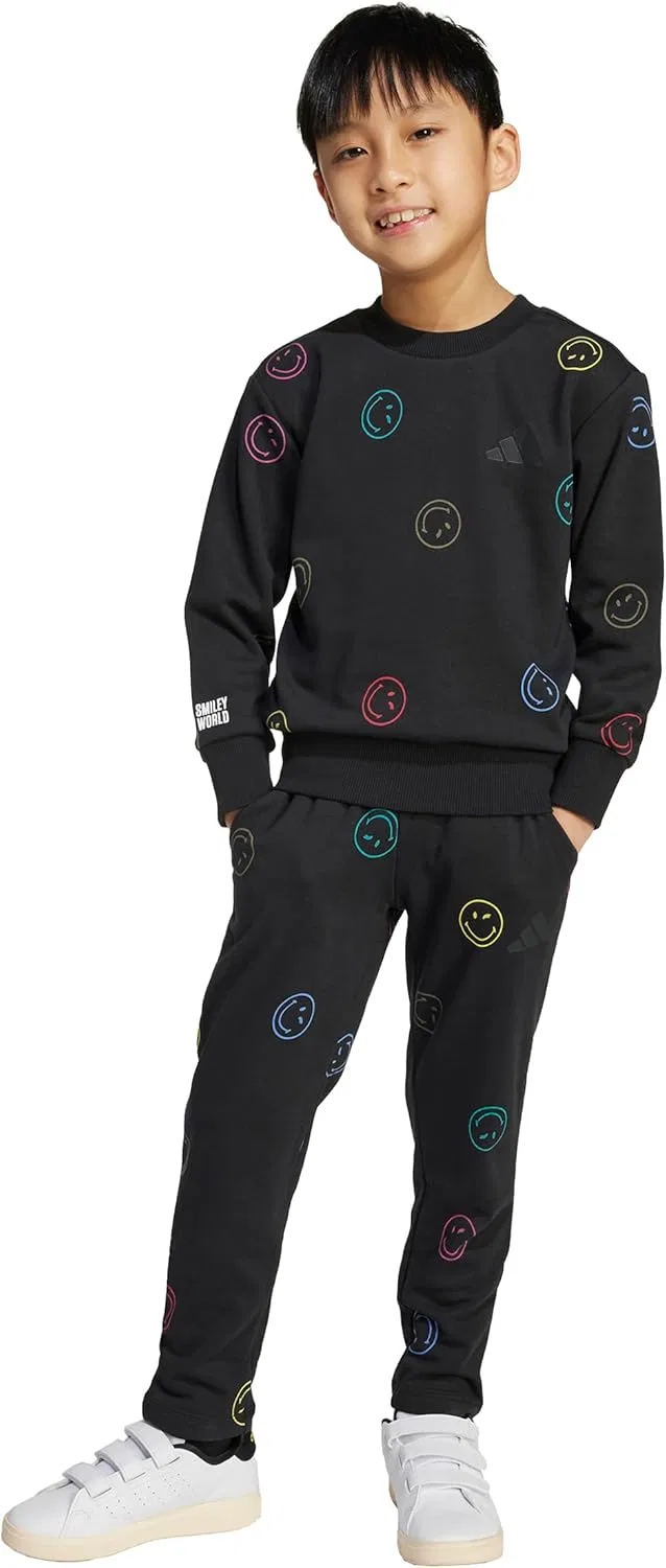 Детский спортивный костюм Smiley World adidas, черный, Carbon
