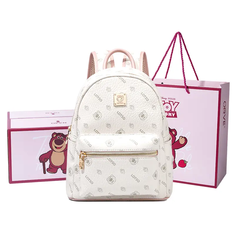

Disney Сумка рюкзак из ПВХ серии Медвежонок Клубничка женская розовая белая, White[Lotso Box+Shopping Bag]