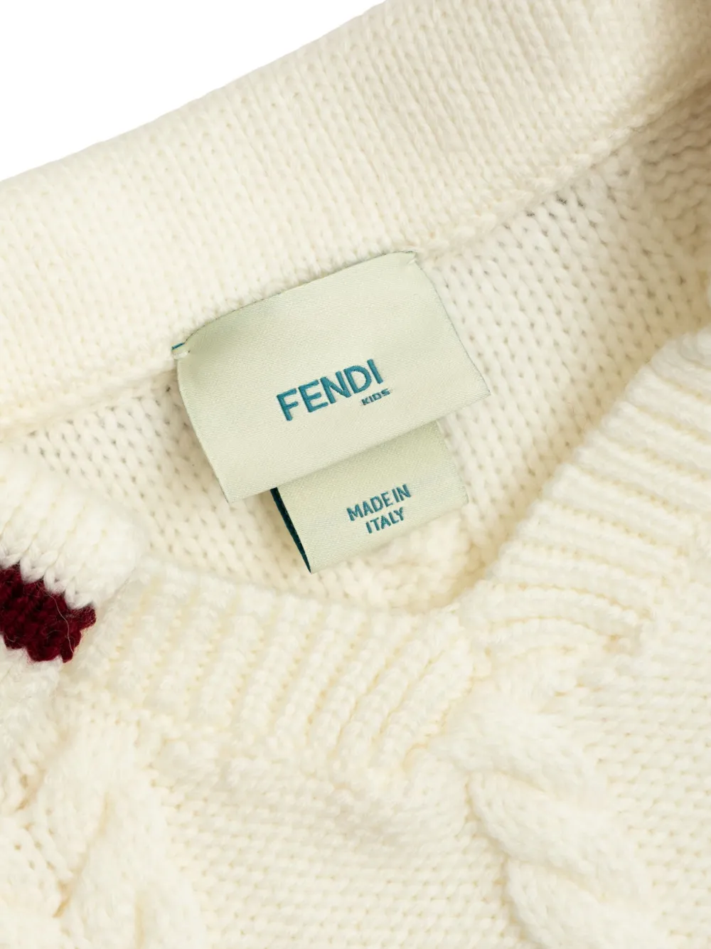 Свитер фактурной вязки с воротником поло FENDI KIDS, нейтральный — фото 4