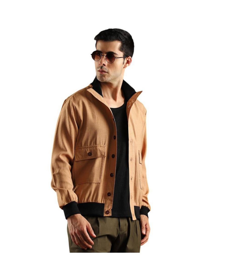 

Мужская куртка-бомбер цвета хаки с тактильными элементами Campus Sutra, Beige/khaki