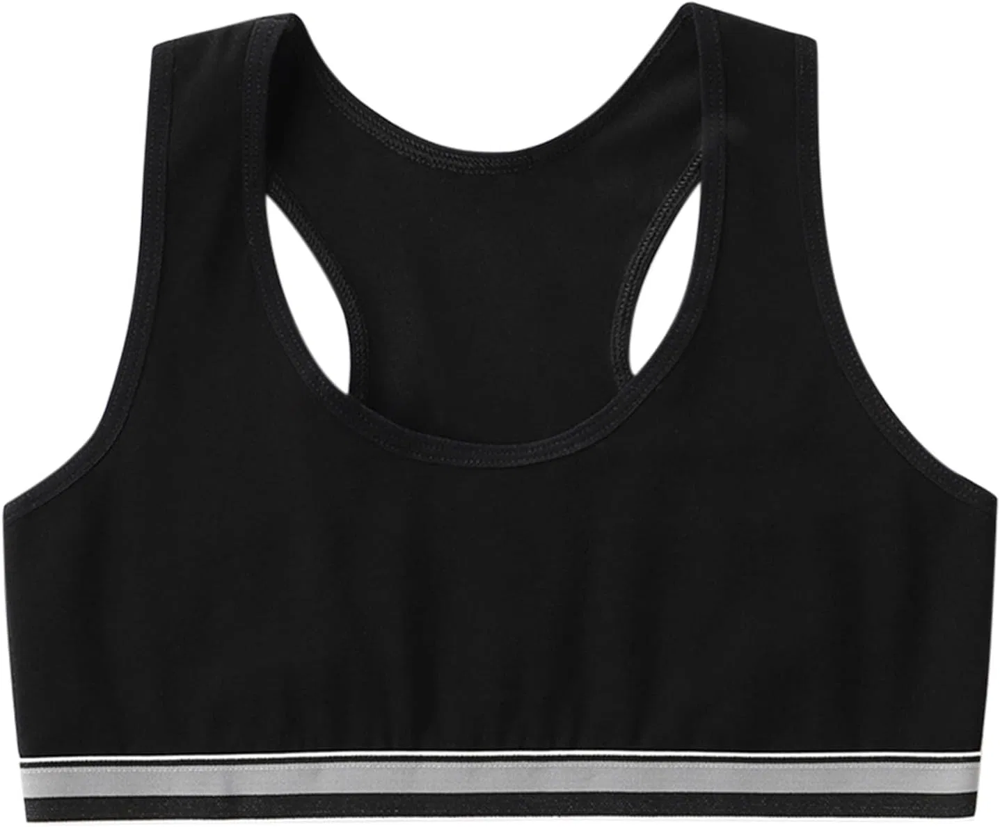 Спортивный топ для девочек, хлопковый, без подкладки, 1-black — фото 4