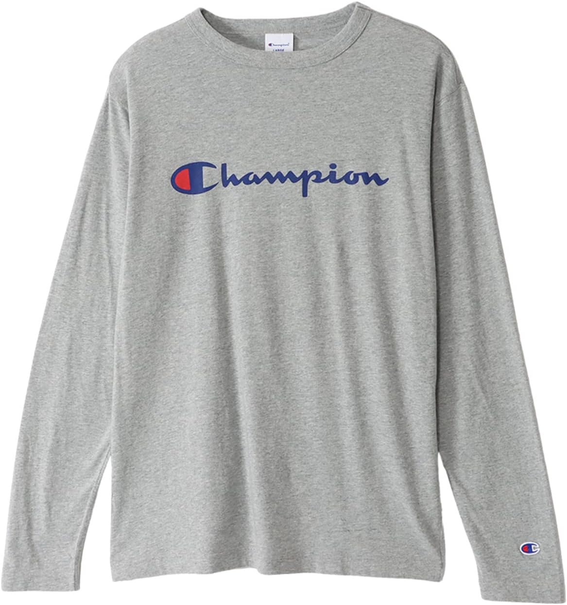 

Мужская футболка с длинным рукавом Champion C8-W419Z, круглый вырез, 100% хлопок, логотип с надписью, базовый стиль, серый