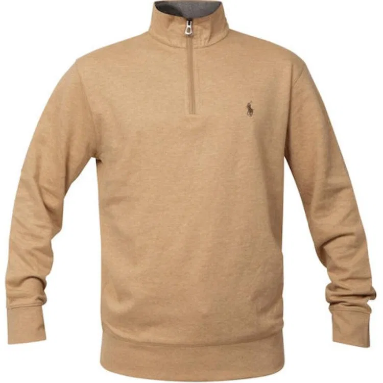 Свитер с вышивкой логотипа и молнией Polo Ralph Lauren коричневый