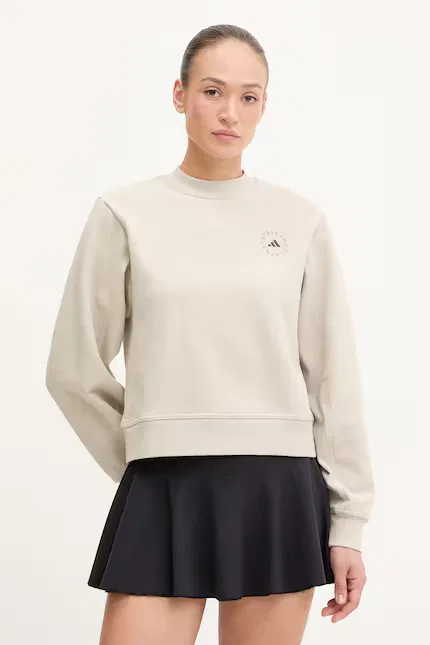 Худи женское из натурального хлопка Adidas by Stella McCartney, бежевый