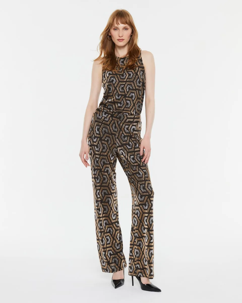 

Женские прямые брюки из трикотажа с принтом Andam, черный