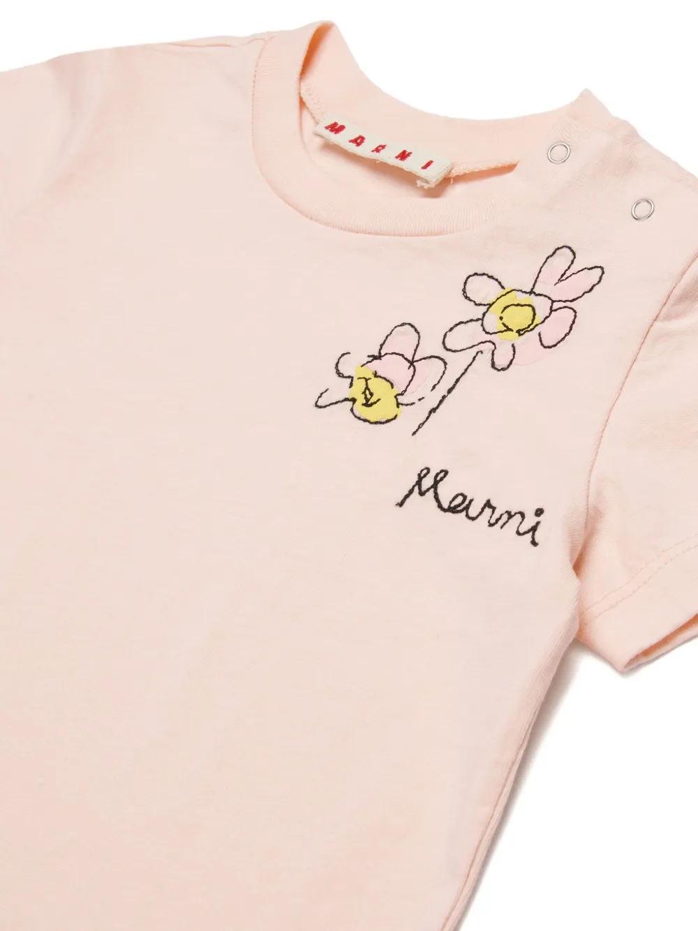 Футболка с цветочной аппликацией Marni Kids, розовый — фото 3