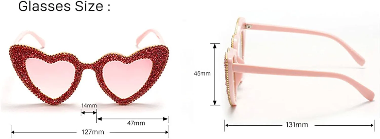 

Солнцезащитные очки Willochra в форме сердца со стразами, модные женские, розовые, с бриллиантовым блеском, для вечеринки, хрустальные, 3pcs-black&pink&white