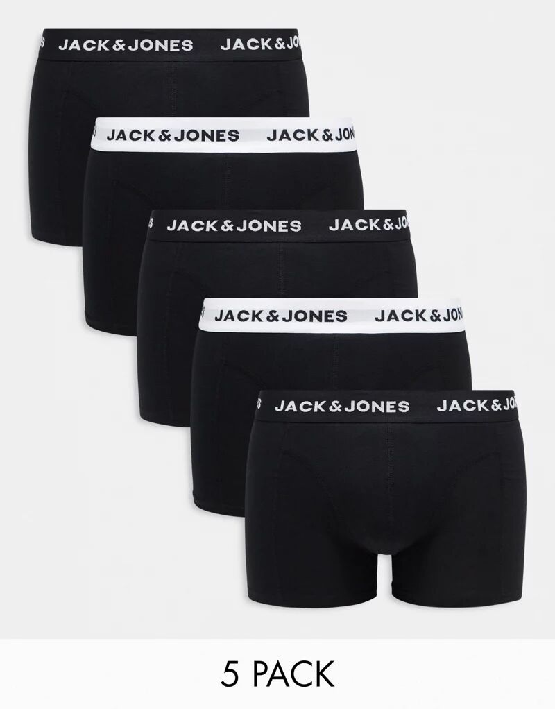 

Набор из пяти черно-белых плавок Jack & Jones с логотипом на поясе