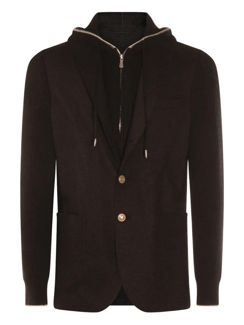 

Шерстяная куртка с капюшоном Eleventy, серый