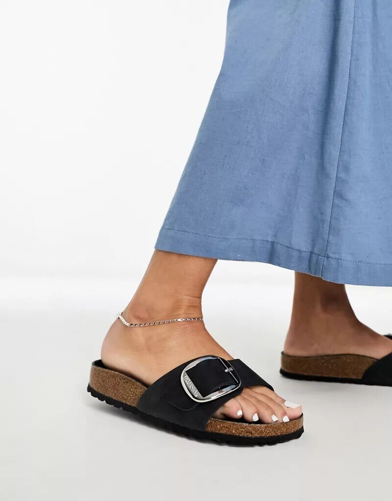 

Черные кожаные сандалии Birkenstock Madrid с большой пряжкой