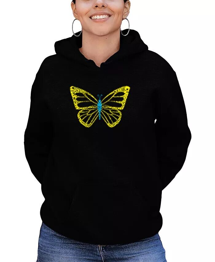 

Женская толстовка с капюшоном Butterfly Word Art LA Pop Art, черный
