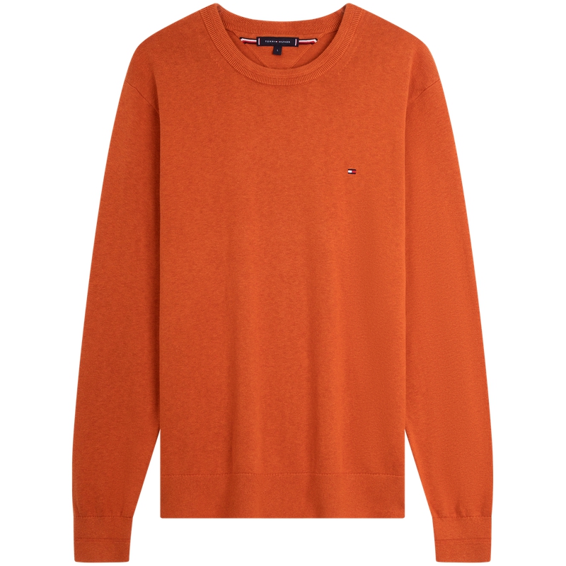

Свитер с вышитым логотипом и круглым вырезом Tommy Hilfiger, оранжевый