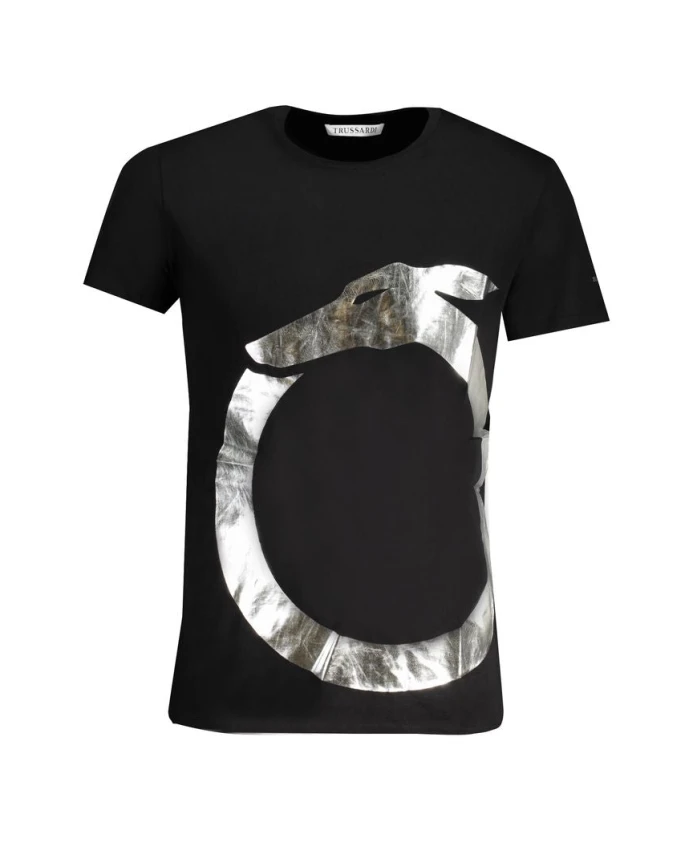 

Черная хлопковая футболка с напечатанным логотипом. Trussardi, черный