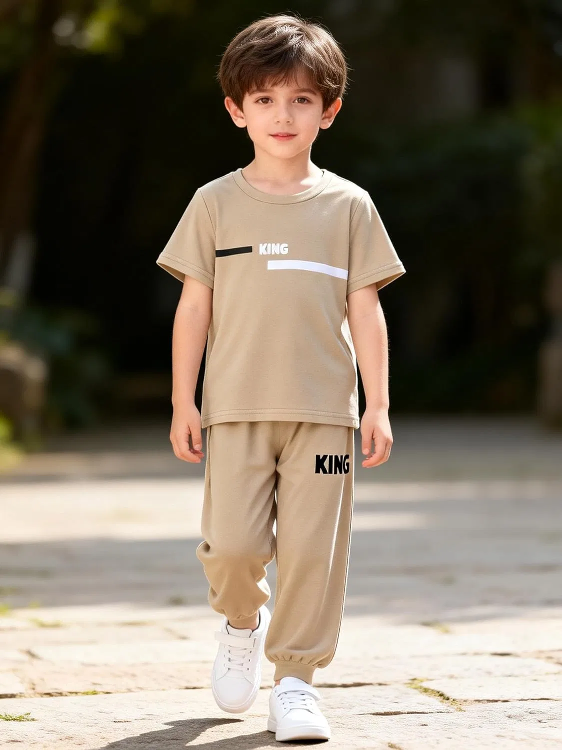 Детский спортивный костюм из 2 предметов, футболка и джоггеры, Khaki
