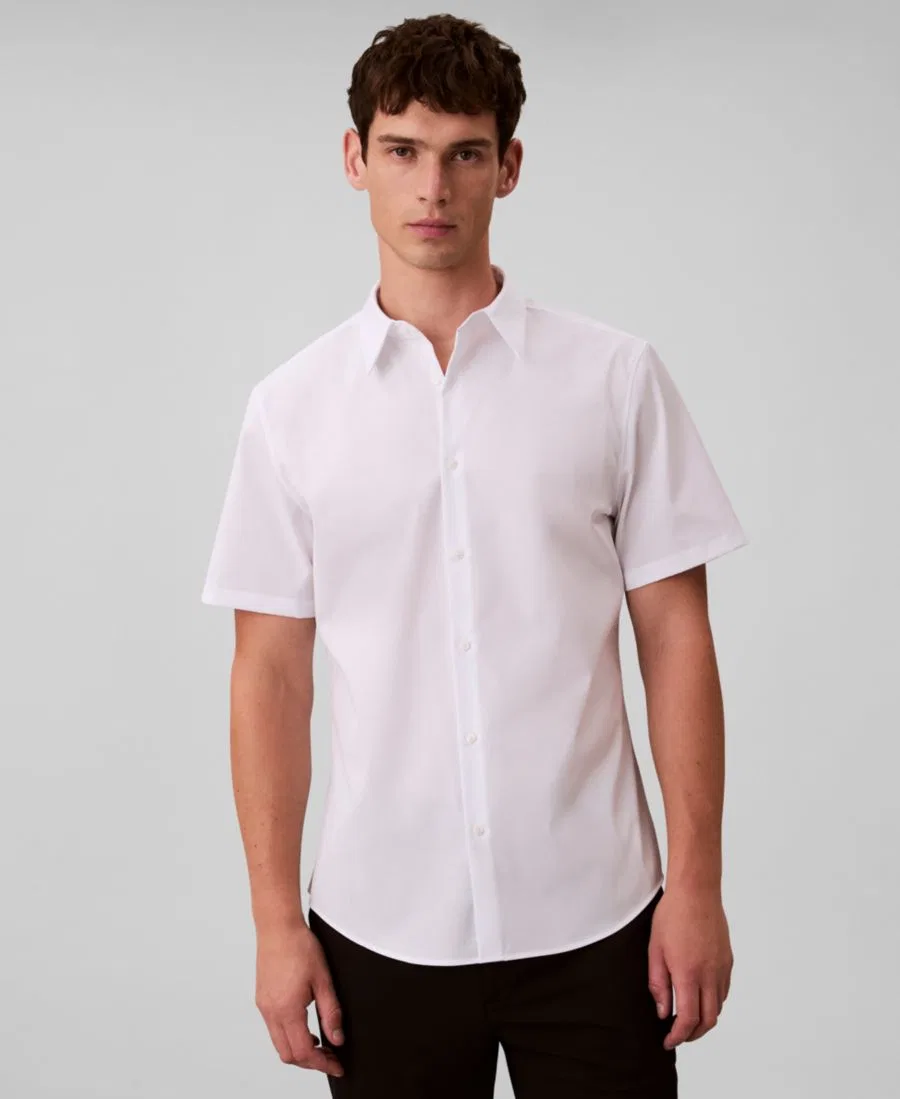 Мужская однотонная рубашка с коротким рукавом Calvin Klein, Brilliant White